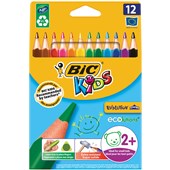 BIC KIDS EVOLUTION TRIANGULAR COLOURING PENCILS ASSORTED PACK 12