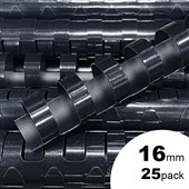 GBC PLASTIC BINDING COMB ROUND 21 LOOP 16MM A4 BLACK PACK 25
