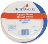 HUHTAMAKI DISPOSABLE DINNER PLATE PLASTIC 230MM WHITE PACK 50