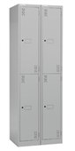 PRECISION CLASSIC LOCKER 2 TIER BANK OF 2 W600 X D457 X H1800MM SILVER GREY