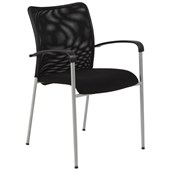 EDEN RUN VISITOR CHAIR STACKABLE WITH ARMS MESH BLACK