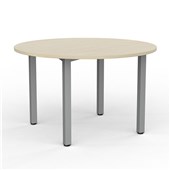 KNIGHT CUBIT MEETING TABLE ROUND D1200 X H730MM SILVER FRAME NORDIC MAPLE TOP