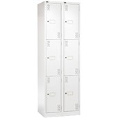 PRECISION CLASSIC LOCKER 3 TIER BANK OF 2 W600 X D457 X H1800MM WHITE SATIN