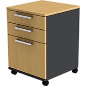 PROCEED MOBILE 2 DRAWER 1 FILE W470 X D480 X H640MM IRONSTONE AND BEECH