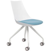 KNIGHT LUNA VISITOR CHAIR WHITE CASTOR BASE ICE BLUE