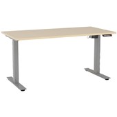 KNIGHT AGILE HEIGHT ADJUSTABLE DESK ELECTRIC 2 STAGE W1500 X D800 X H6801130MM SILVER FRAME NORDIC MAPLE TOP