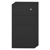 METALICON CUBE PEDESTAL SLIM 2 DRAWER 1 FILE POWDERCOAT W300 X D500 X H575MM BLACK