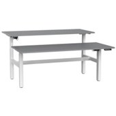 KNIGHT AGILE HEIGHT ADJUSTABLE DESK ELECTRIC 2 STAGE DOUBLE SIDED W1800 X D800 X H6801130MM WHITE FRAME SILVER TOP