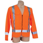SAFETY VEST HI VIS LONG SLEEVE REFLECTIVE TAPE ORANGE SMALL
