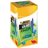 BIC CLIC MEDIUM BALLPOINT PEN RETRACTABLE BLUE BARREL 10MM BLUE BOX 50