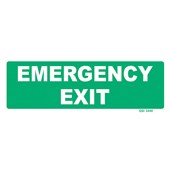 QSI SAFETY SIGN EMERGENCY EXIT W340 X H120MM GREEN AND WHITE