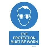 QSI SAFETY SIGN EYE PROTECTION MUST BE WORN W240 X H340MM BLUE AND WHITE