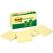 POSTIT 654RP GREENER RECYCLED NOTES 76 X 76MM 100 SHEETS PER PAD YELLOW PACK 12