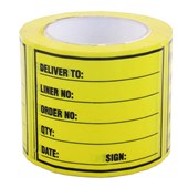SELLOTAPE RIPALABEL MESSAGE LABEL DELIVER TO W96MM X L125MM BLACK ON YELLOW ROLL 400