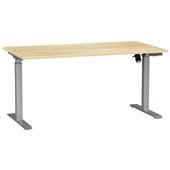 AGILE BOOST HEIGHT ADJUSTABLE SINGLE SIDED ELECTRICAL DESK W1500 X D800 X H7201200MM SILVER FRAME ATLANTIC OAK TOP