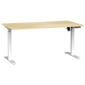 AGILE BOOST HEIGHT ADJUSTABLE SINGLE SIDED ELECTRICAL DESK W1500 X D800 X H7201200MM WHITE FRAME ATLANTIC OAK TOP