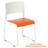 EDEN SLIM VISITOR CHAIR STACKABLE LINKABLE CHARCOAL FRAME WITH ORANGE VINYL