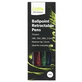 ICON BALLPOINT PEN RETRACTABLE MEDIUM ASSORTED PACK 10