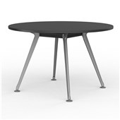 KNIGHT TEAM BOARDROOM TABLE ROUND D1200 X H730MM SILVER FRAME BLACK TOP