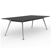 KNIGHT TEAM BOARDROOM TABLE W2400 X D1200 X H730MM SILVER FRAME BLACK TOP