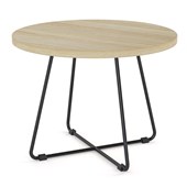 KNIGHT ZION COFFEE TABLE ROUND D600 X H450MM BLACK FRAME ATLANTIC OAK TOP