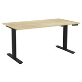 KNIGHT AGILE HEIGHT ADJUSTABLE DESK ELECTRIC 2 STAGE W1500 X D800 X H6801130MM BLACK FRAME ATLANTIC OAK TOP