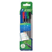 STAEDTLER ECO TRIPLUS FINELINER PEN ASSORTED PACK 4