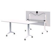 RAPID FLIP TABLE 1500 x 750MM SNOW VELVET TOP WHITE BASE