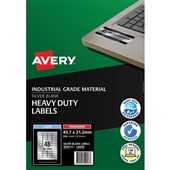 AVERY 959201 L6009 HEAVY DUTY LASER LABELS 48UP SILVER PACK 5