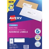 AVERY 959060 L7157 QUICK PEEL ADDRESS LABEL SURE FEED LASER 33UP WHITE PACK 100