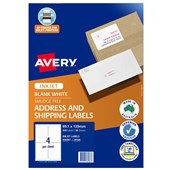AVERY 936087 J8169 SHIPPING LABEL INKJET 4UP WHITE PACK 50 SHEETS