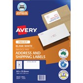 AVERY 936107 J8159 QUICK PEEL ADDRESS LABEL SURE FEED INKJET 24UP WHITE PACK 50