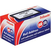 QUIK STIK MR3870 LABEL PRINTED PERMANENT DISPENSER PACK W38 X L70MM WHITE WITH BLUE BORDER BOX 100