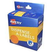 AVERY 937248 DMC24O DISPENSER SELF ADHESIVE CIRCLE LABEL DISPENSER PACK DIA 24MM ORANGE BOX 500