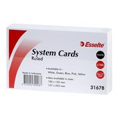 ESSELTE RULED SYSTEM CARDS 76 X 127MM WHITE PACK 100