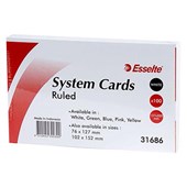 ESSELTE RULED SYSTEM CARDS 127 X 203MM WHITE PACK 100