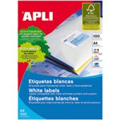 APLI 1283 GENERAL USE LABELS SQUARE CORNERS 65UP 380 X 212MM A4 WHITE 100 SHEETS