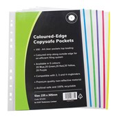 OSC COPYSAFE POCKET A4 ASSORTED COLOURS PACK 100