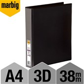 MARBIG ENVIRO INSERT RING BINDER 3D 38MM A4 BLACK