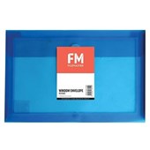 FM DOCUMENT WALLET REUSABLE WINDOW FOOLSCAP BLUE