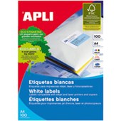 APLI 2423 GENERAL USE LABELS ROUND CORNERS 2UP 1996 X 1445MM A4 WHITE 100 SHEETS
