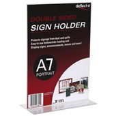 DEFLECTO SIGN HOLDER TSHAPE DOUBLE SIDED PORTRAIT A7 CLEAR