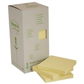 POSTIT 654RTY RECYCLED NOTES 76 X 76MM CANARY YELLOW PACK 16