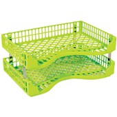 BIC DOCUMENT TRAY LANDSCAPE 395 X 260 X 60MM ACID GREEN PACK 2