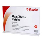 ESSELTE SIGN  MENU HOLDER DOUBLE SIDED LANDSCAPE A3 CLEAR
