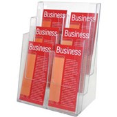 ESSELTE BROCHURE HOLDER FREE STANDING 3 TIER 6 POCKET DL CLEAR
