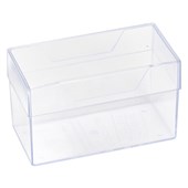ESSELTE BUSINESS CARD HOLDER BOX WITH LID 130 CARD CAPACITY CLEAR