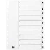 FM DIVIDERS CARDBOARD A4 110 TAB WHITE