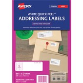 AVERY 959111 L7162 ADDRESS LABEL QUICK PEEL 16UP W991 X L34MM WHITE PACK 40