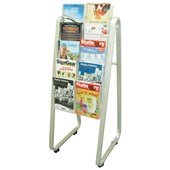 DEFLECTO BROCHURE HOLDER A4 PORTRAIT 5 TIER 10 COMPARTMENTS FLOOR STAND GREY